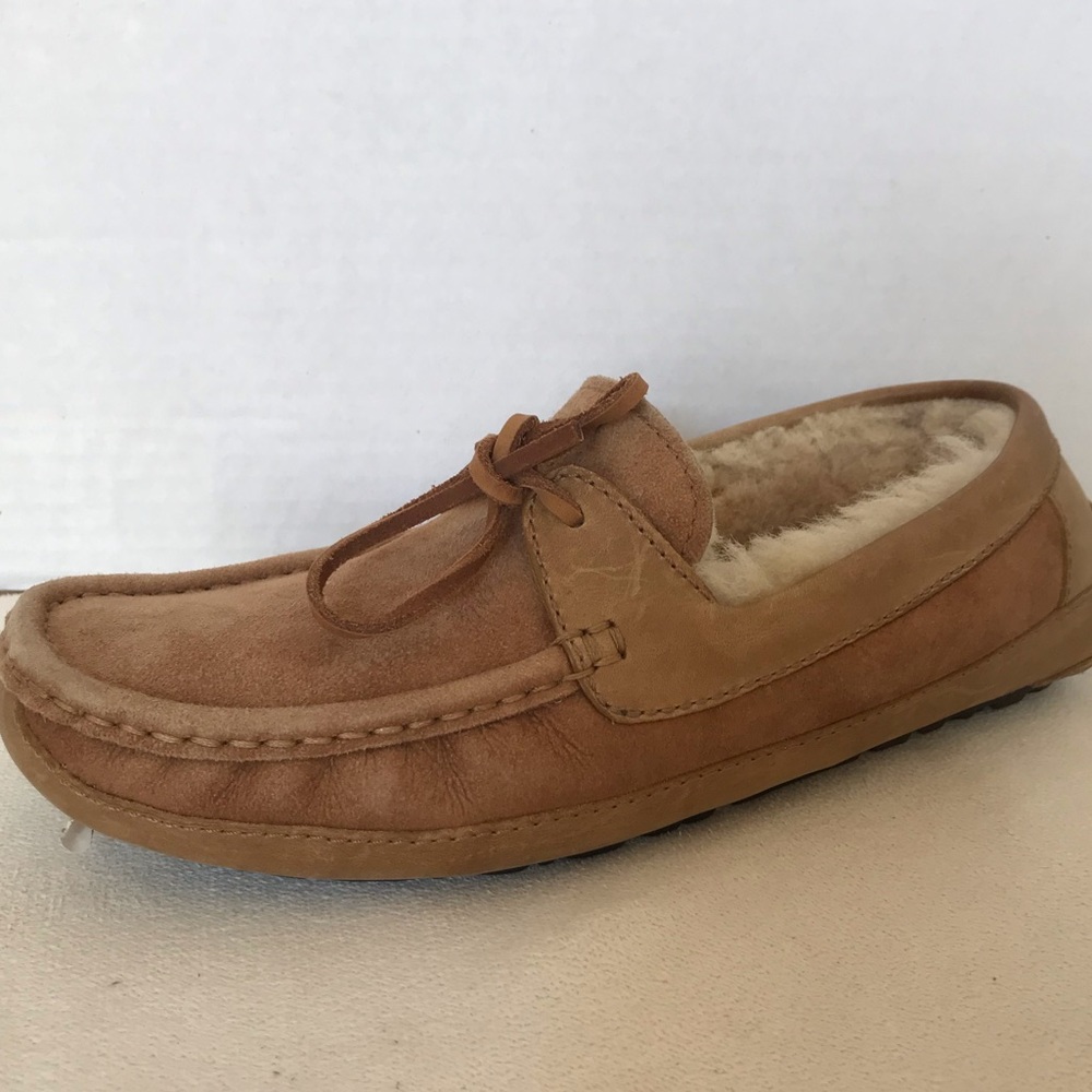 UGG BYRON Driving Slippers chestnut Bomber Leather mens 8 (=Women’s 9) New